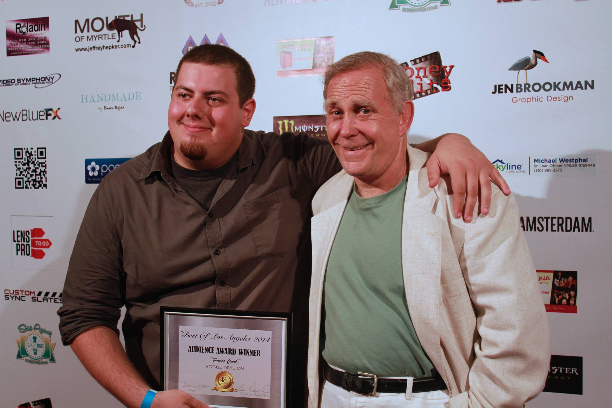 Andrew posing on the red carpet with friend and actor G Larry Butler at the 2014 Los Angeles 48 Hour Film Project's 