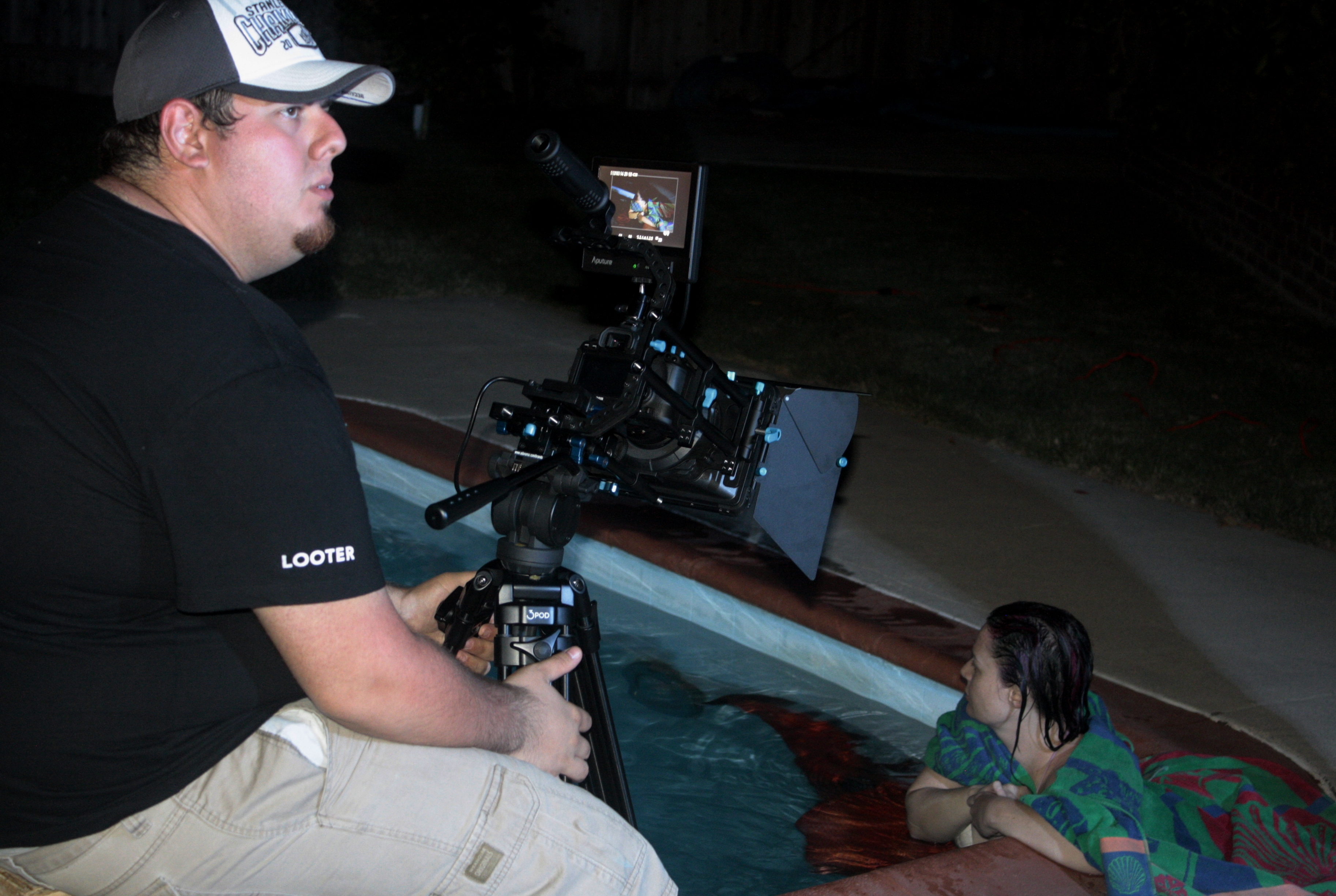 Preparing a shot of Actress Miranda Downey on the set of Beware the Moonlight.