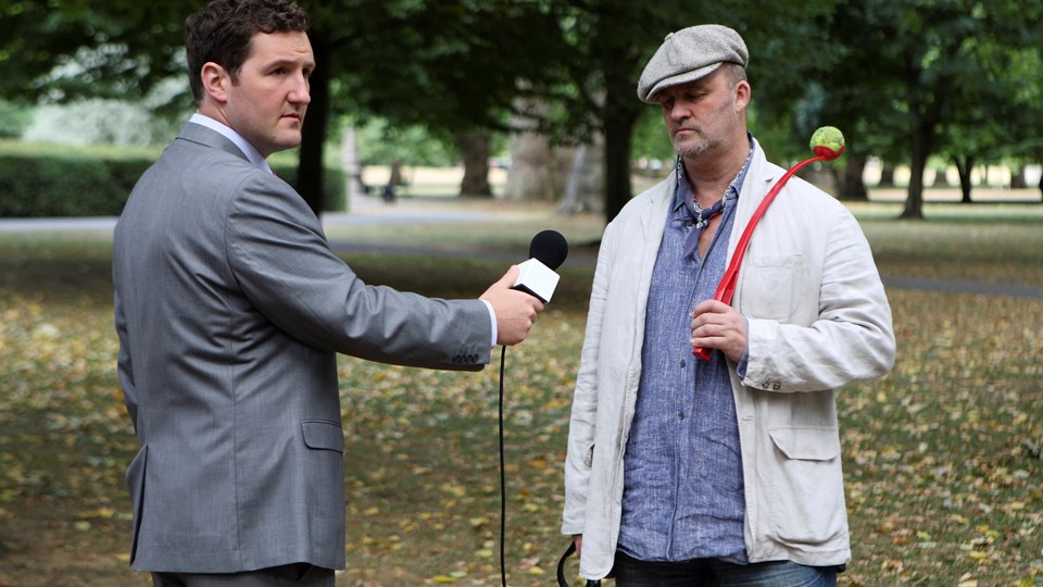 With Tim McInnerny in 'Twenty Twelve' Series One, 2011.