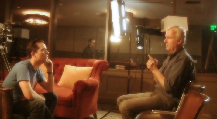 Tony E. Valenzuela talking with James Cameron about BlackBoxTV. (2010)