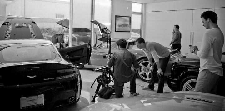 Burke Doeren directing a promo for the Aston Martin V12 Vantage Carbon Black.