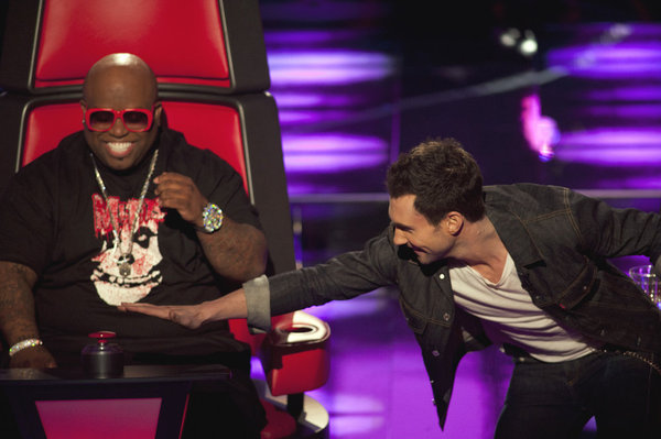 Still of CeeLo Green and Adam Levine in The Voice (2011)