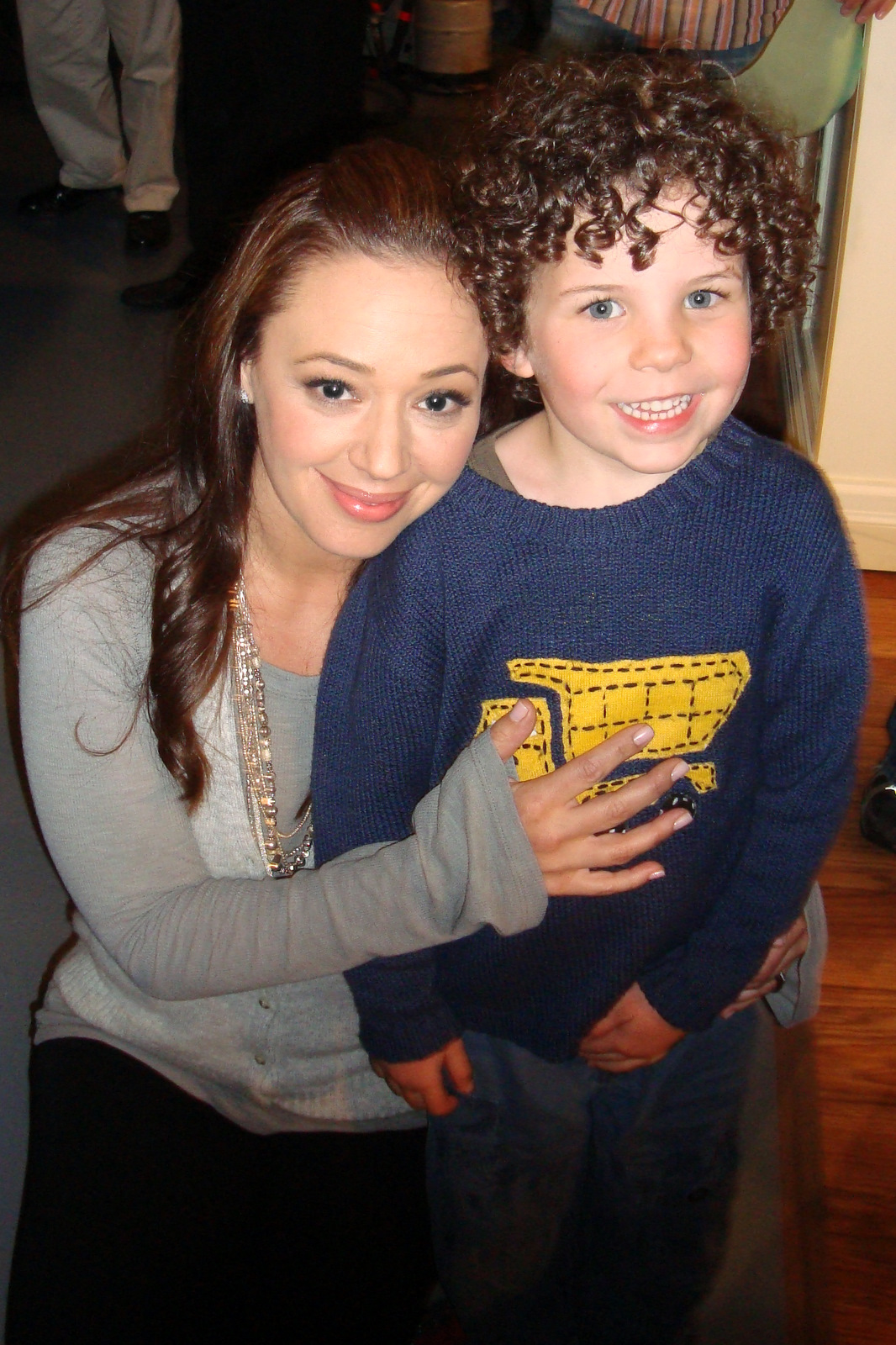 Jadon Sand and Leah Remini on the set of Married Not Dead. April 2009