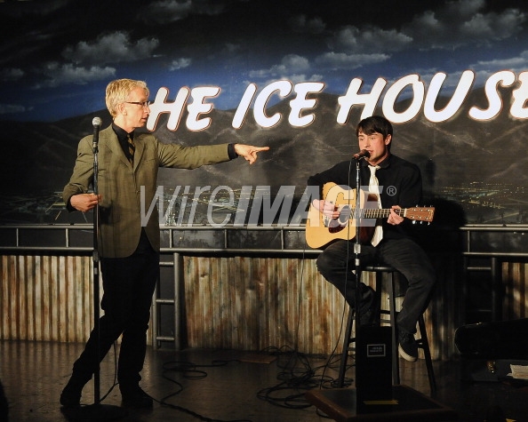 PASADENA, CA - JANUARY 31: Comedians Andy Dick (L) and Paris Dylan perform during their appearance at The Ice House Comedy Club on January 31, 2013 in Pasadena, California. (Photo by Michael Schwartz/WireImage)
