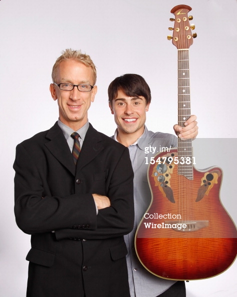 PASADENA, CA - OCTOBER 25: Actor and comedian Andy Dick (L) and Comedy Partner Paris Dylan pose before their performance at The Ice House Comedy Club on October 25, 2012 in Pasadena, California. (Photo by Michael Schwartz/WireImage)