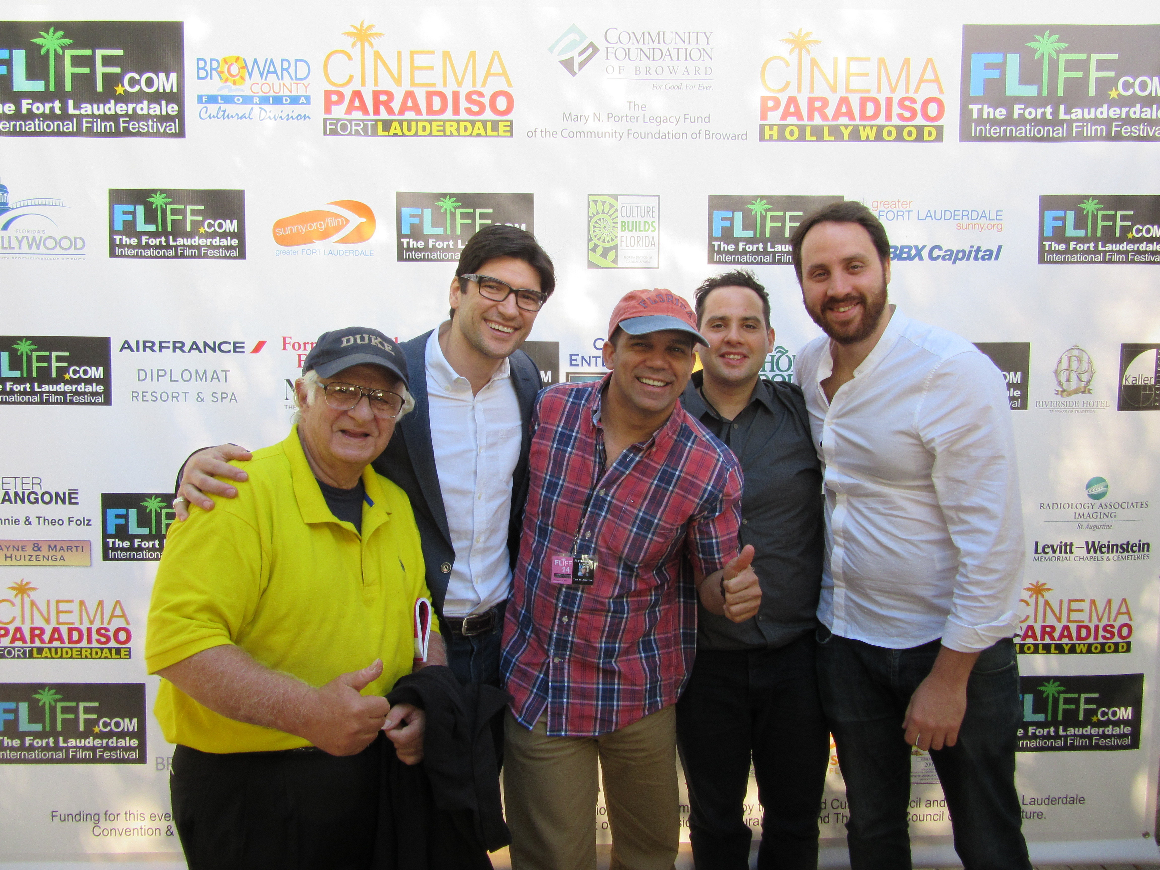 Frank Amoruso, Jacques Mitchell, Flavio Alves, Roy Wol, and Rafi Gokay at the Florida premiere of Tom in America at the 2014 Fort Lauderdale International Film Festival.