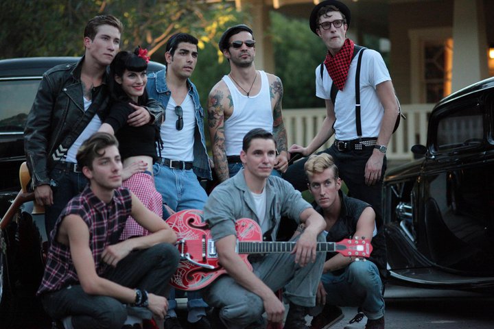 Talon Reid with his 1950's rockabilly crew for 