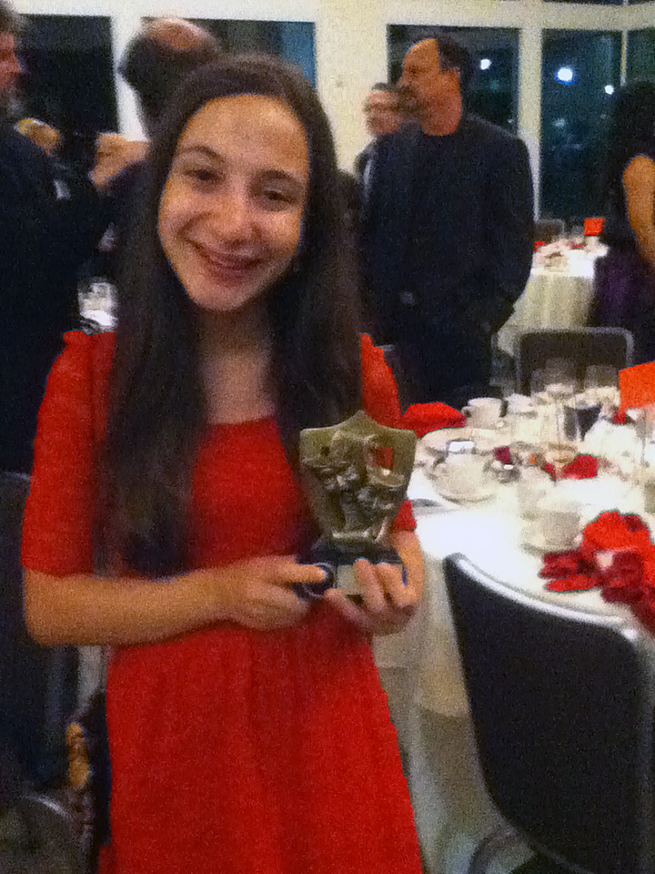 Lucia Vecchio winning the Aubry Award for Best Lead Actress in a Drama for 