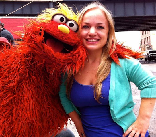 Teale Sperling and Murray Monster in Sesame Street