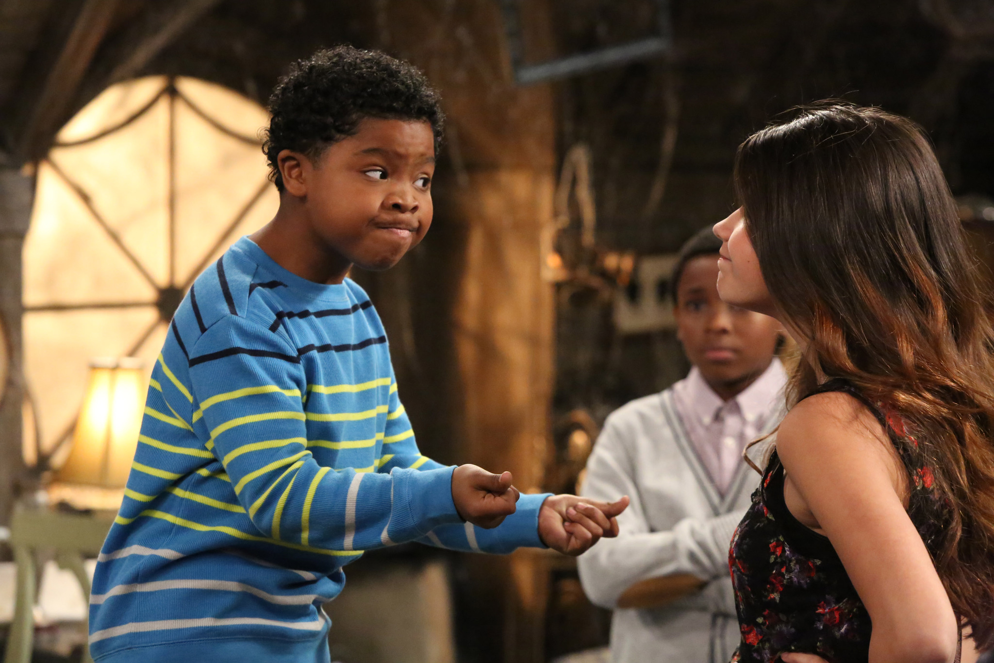 Still of Amber Montana and Benjamin Flores Jr. in Haunted Hathaways (2013)