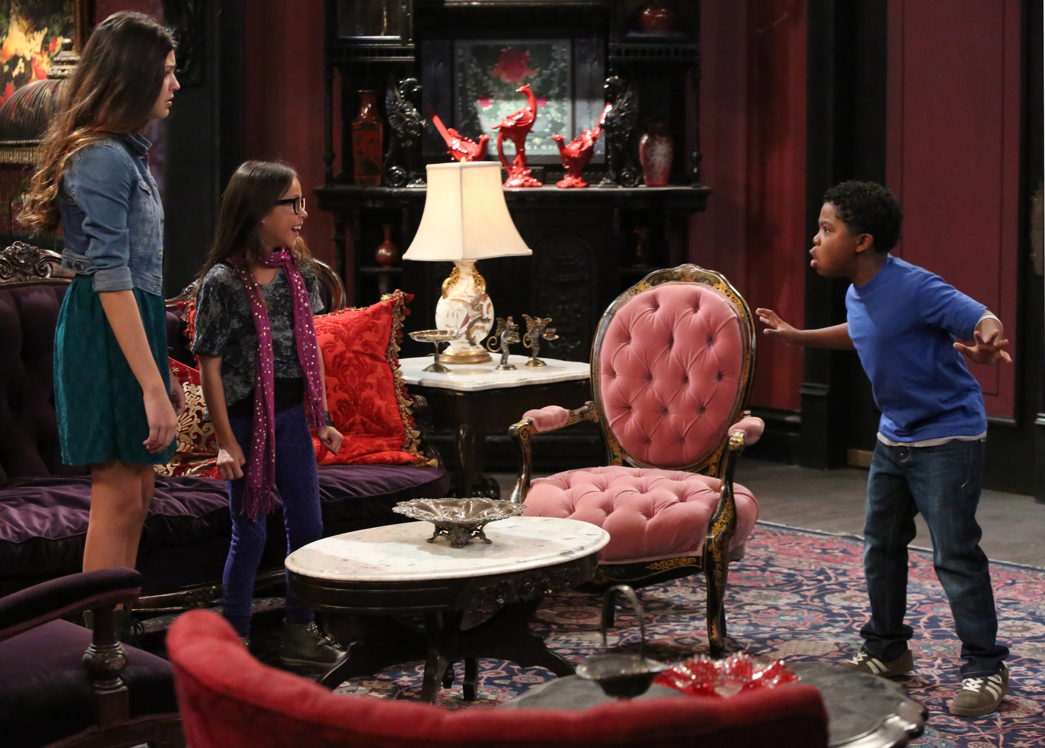 Still of Amber Montana, Breanna Yde and Benjamin Flores Jr. in Haunted Hathaways (2013)