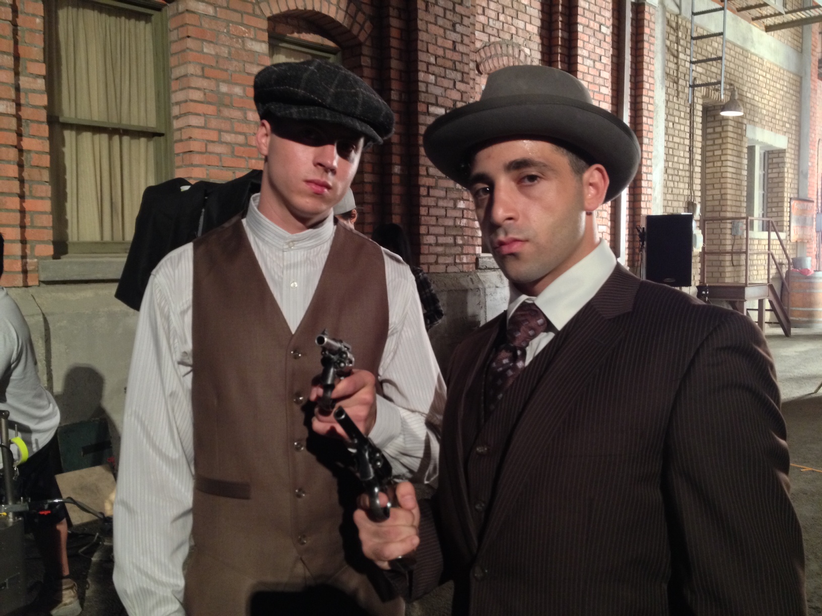 Devon Coull and John Cannizzaro on set of TNT's Mob City