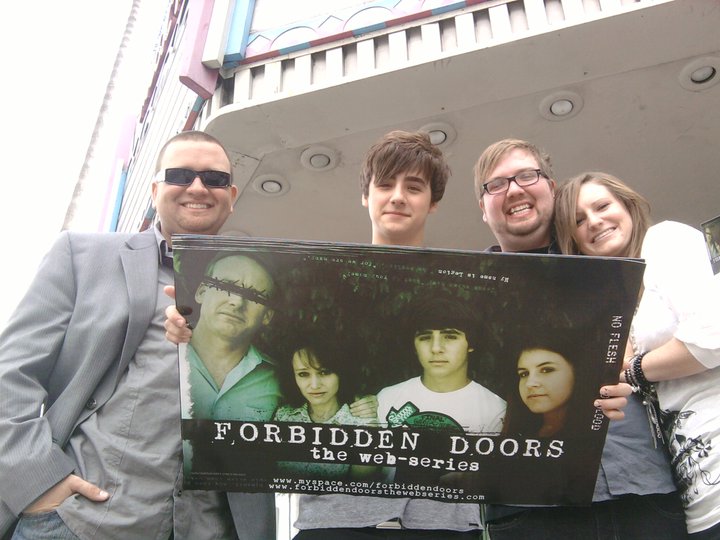 Cast and crew of Forbidden Doors, with Benjamin Ironside Koppin, Tristen Bankston, Terry Kaye, Sarah Nadel