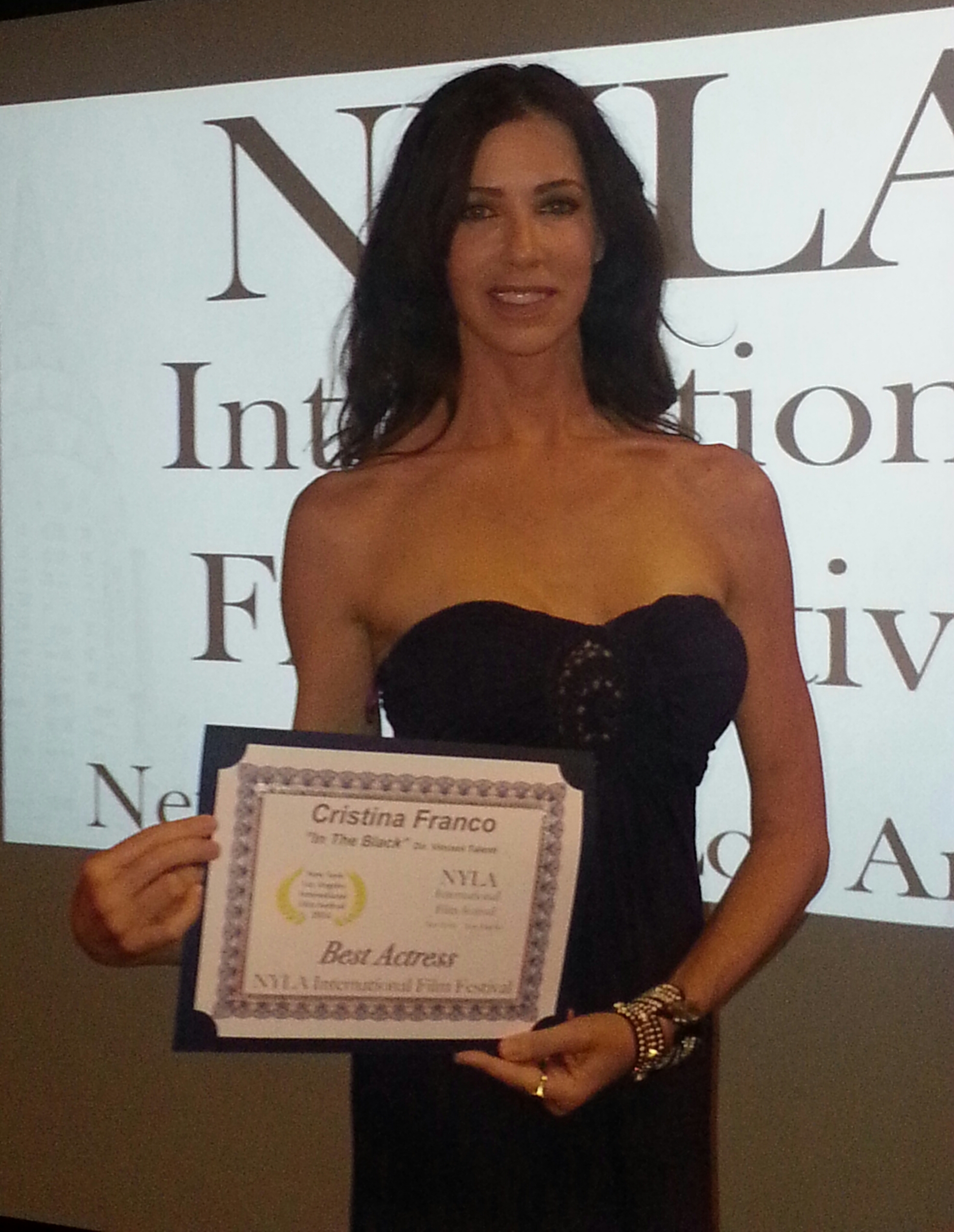 Cristina Franco - Best Actress award. NYLA International Film Festival.