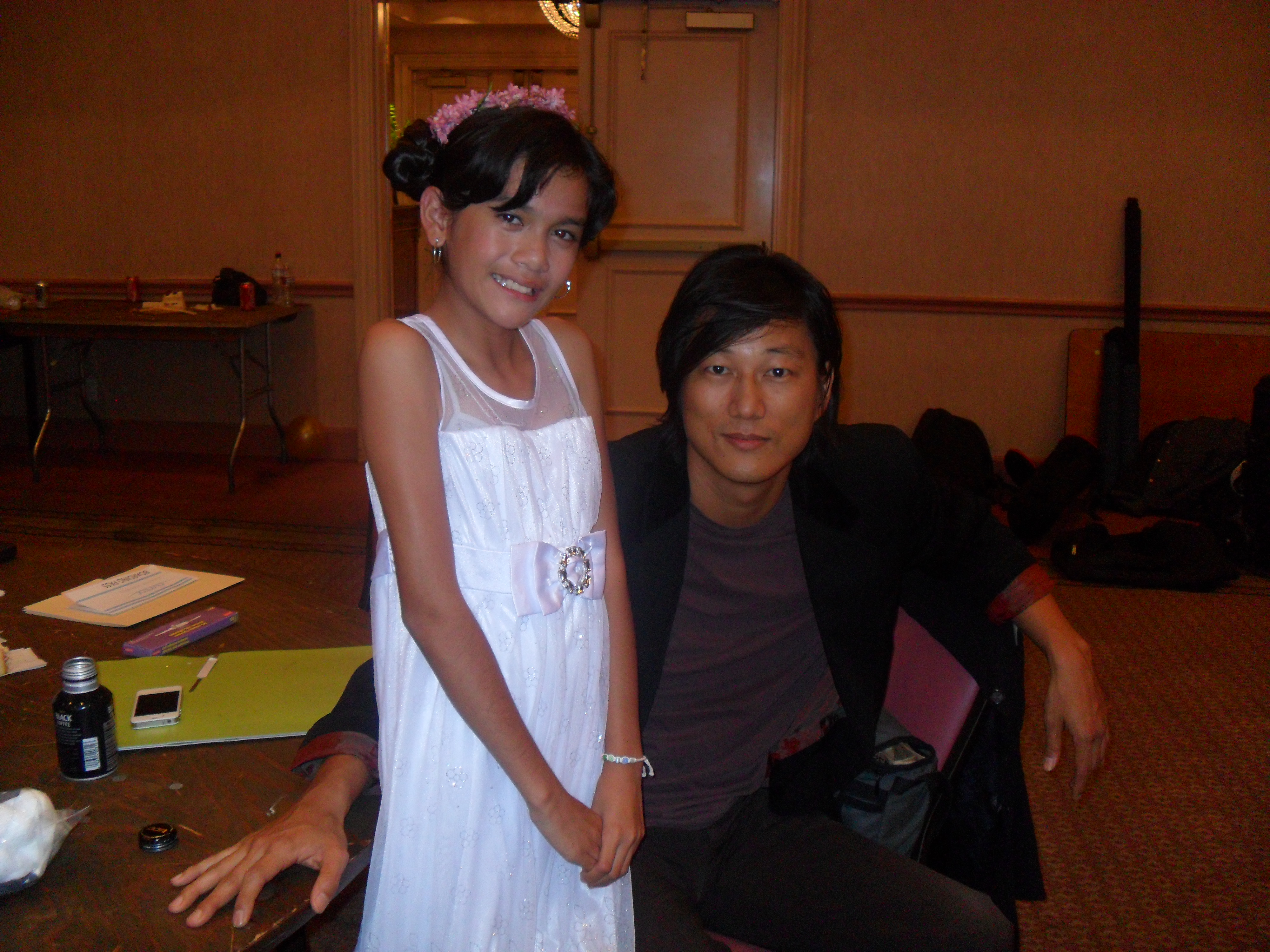 Emily with Sung Kang on the set of Sunset Stories(formerly Cooler)