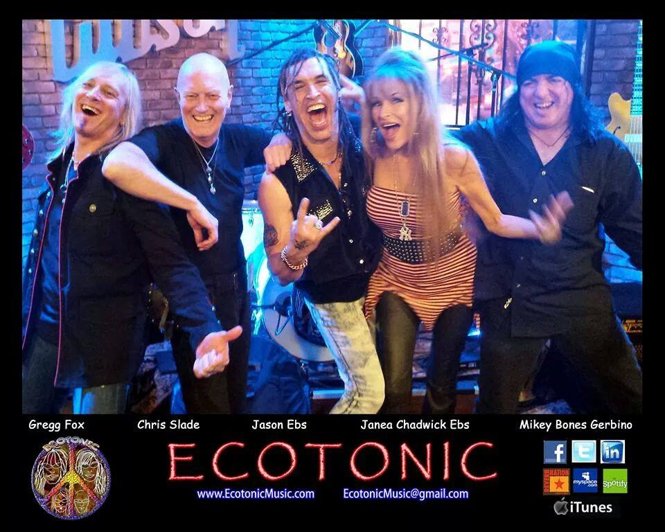ECOTONIC original rock slammin' pop band. L-R: Gregg Fox, Chris Slade (AC/DC), Jason Ebs, Janea Ebs, Mikey Bones