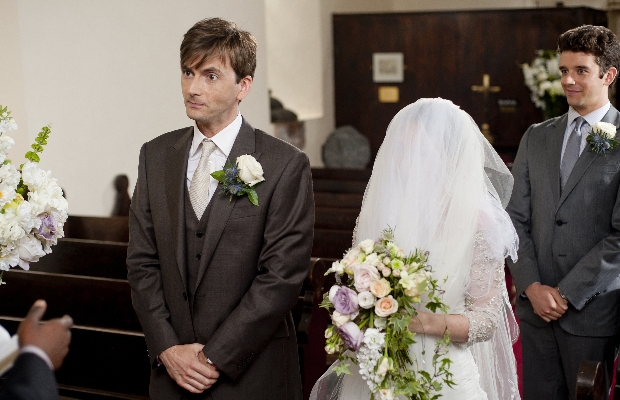 Still of Kelly Macdonald, David Tennant and Michael Urie in The Decoy Bride (2011)