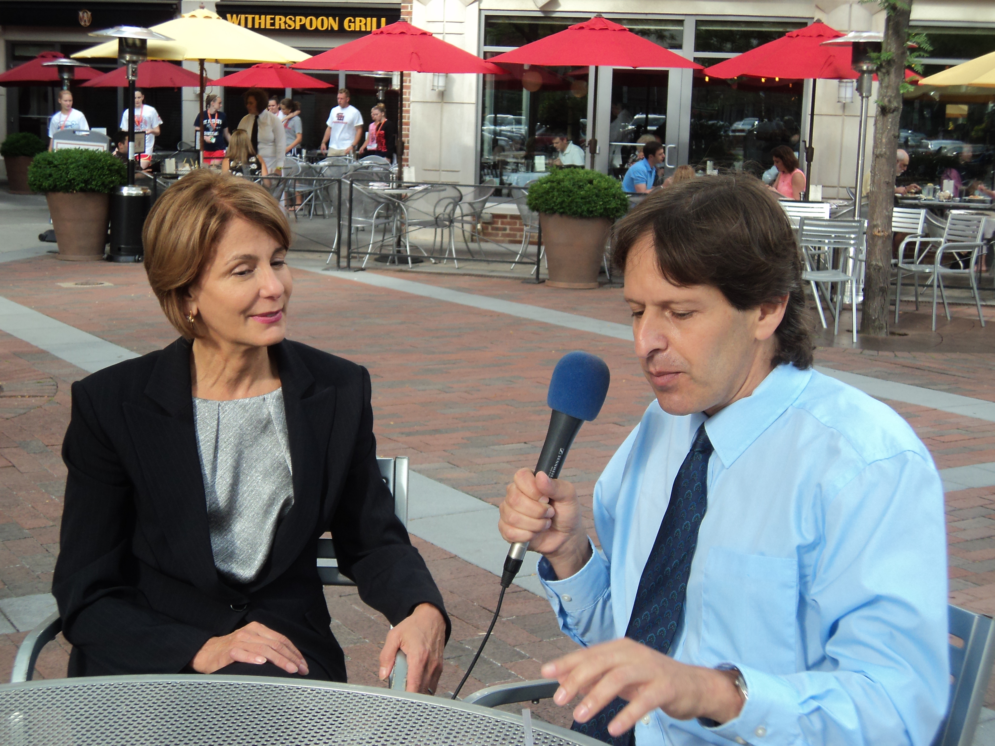 Interviewing Democratic candidate for Governor of NJ Barbara Buono Hinds Plaza Princeton , NJ August 2013