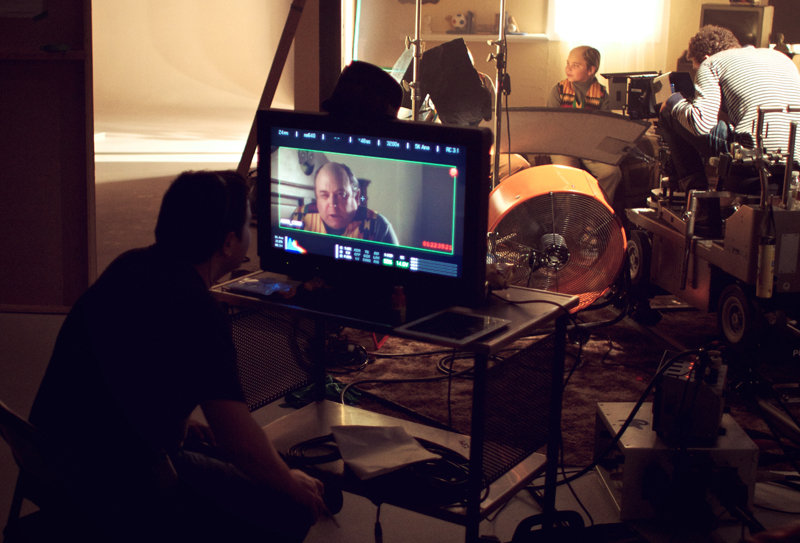 BTS still of The Broken Flute set. Left to right: Robbie Johnstone, Bob Olin, Keegan Young, Billy Summers.