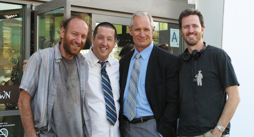 The set of Coffee Town with David Ury, Steve Little and Director/writer, Brad Copeland