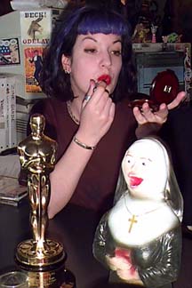 Bonnie Burton with a borrowed Oscar.