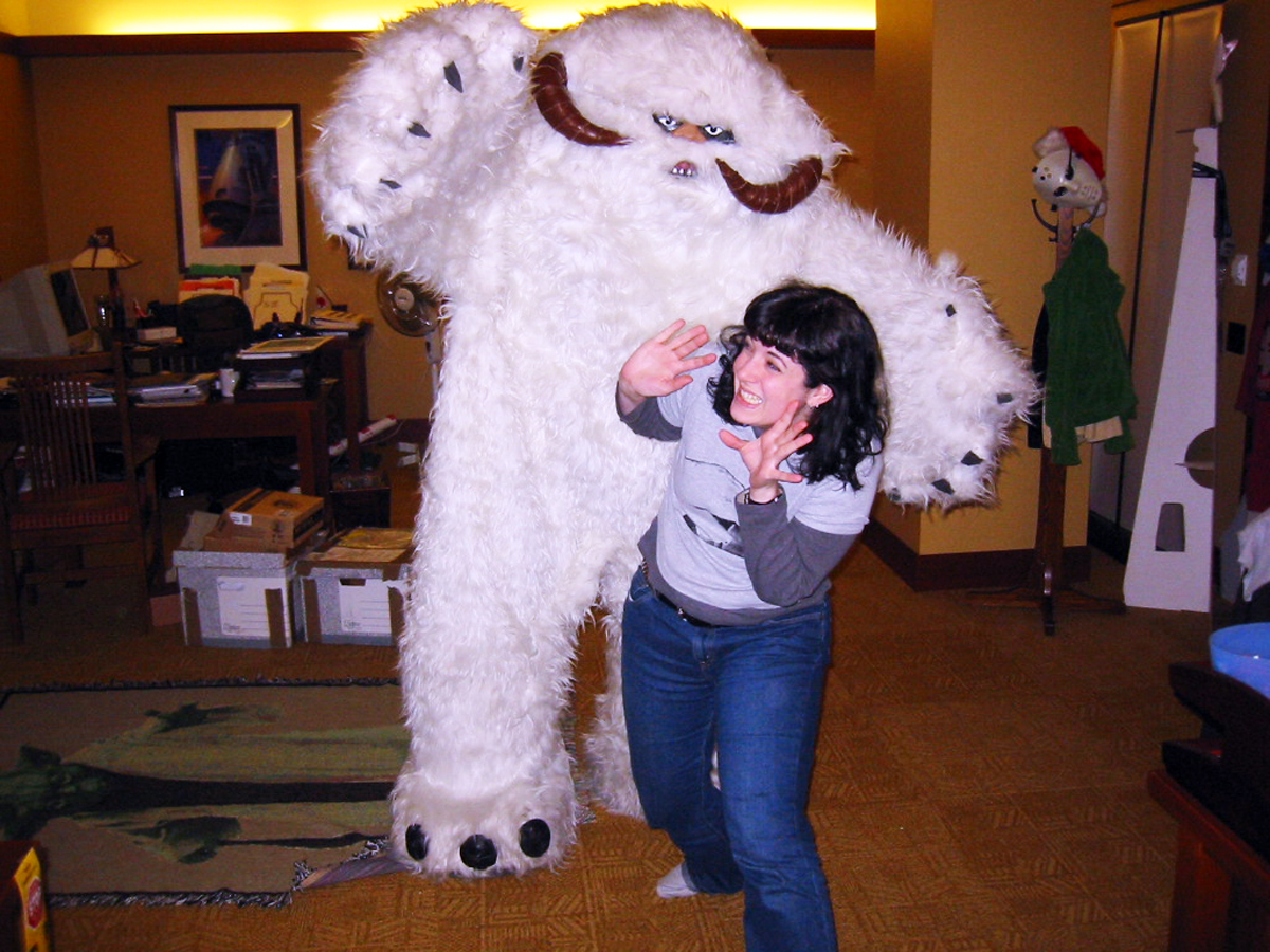 Bonnie Burton being attacked by a Wampa at Lucasfilm.