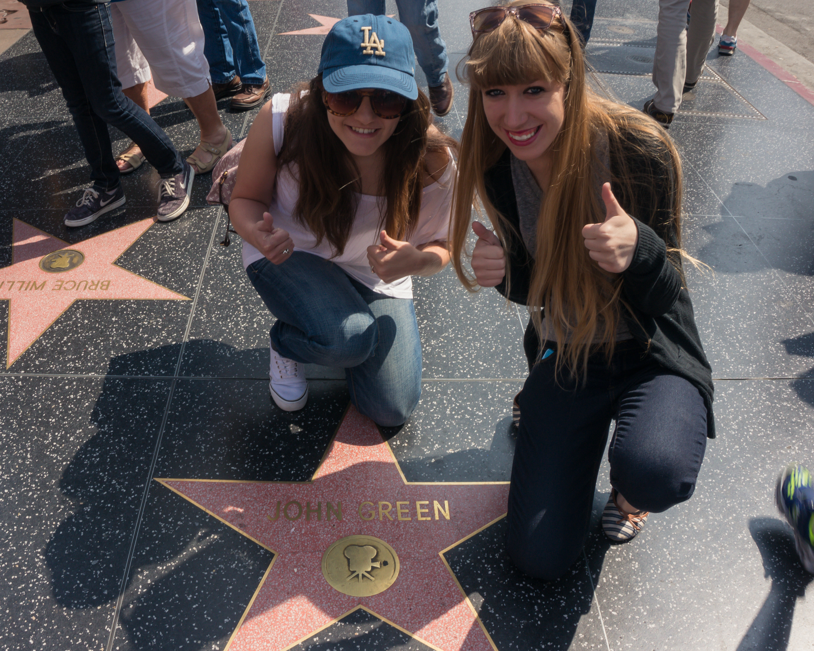 Bailee and friend supporting one of her favorite authors, John Green, on Hollywood Boulevard