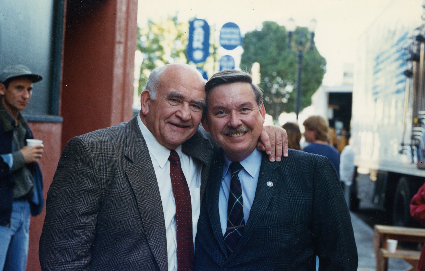 Ed Asner and Alexander MacKenzie on the set of Payback: The Kathryn Kulman Story