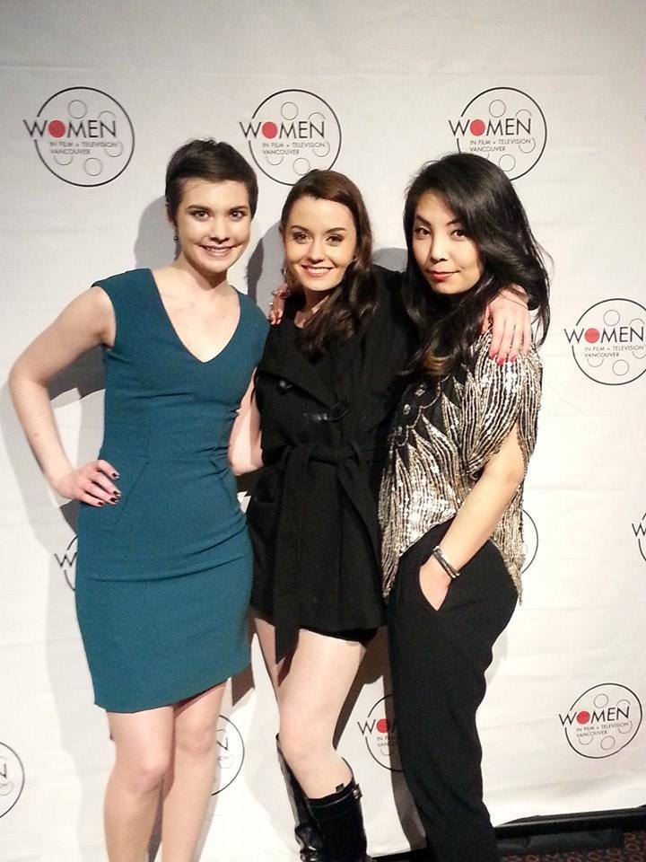 Natalie Grace, Kat de Lieva, and Mayumi Yoshida at the Vancouver Evangeline premiere (VIWIFF)