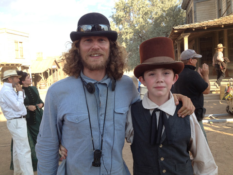 Logan Miller and Max Manzanares on the set of 