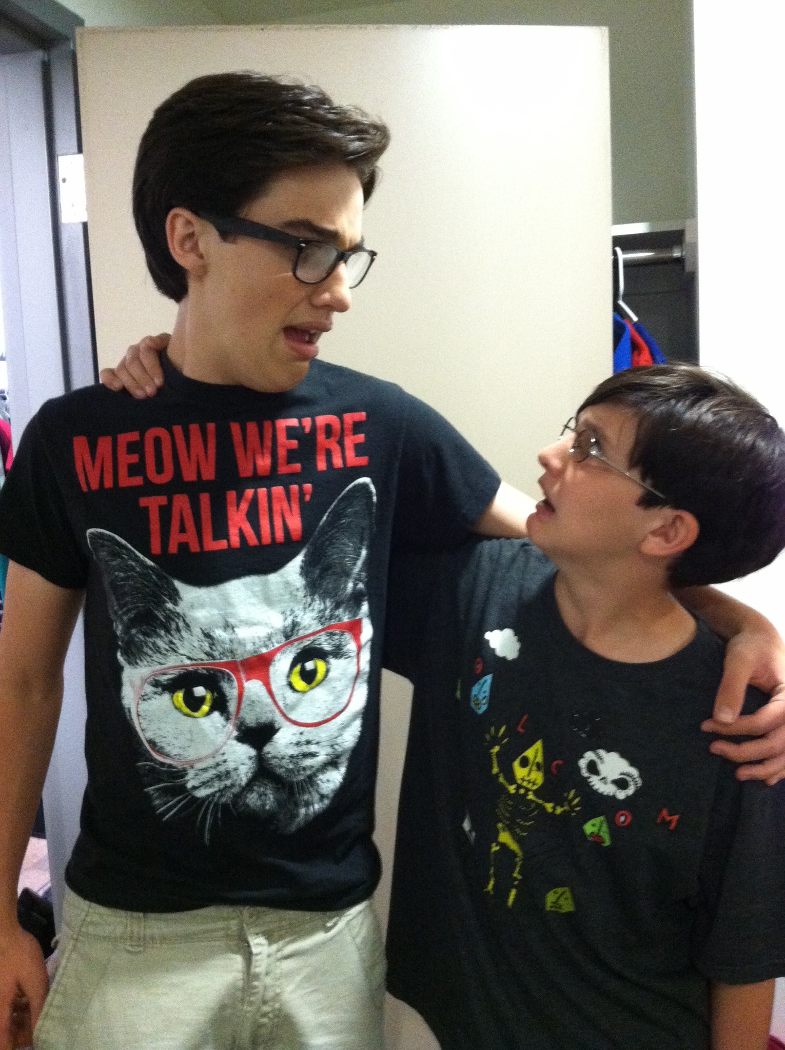 Gianni and Joey Bragg on the set of 