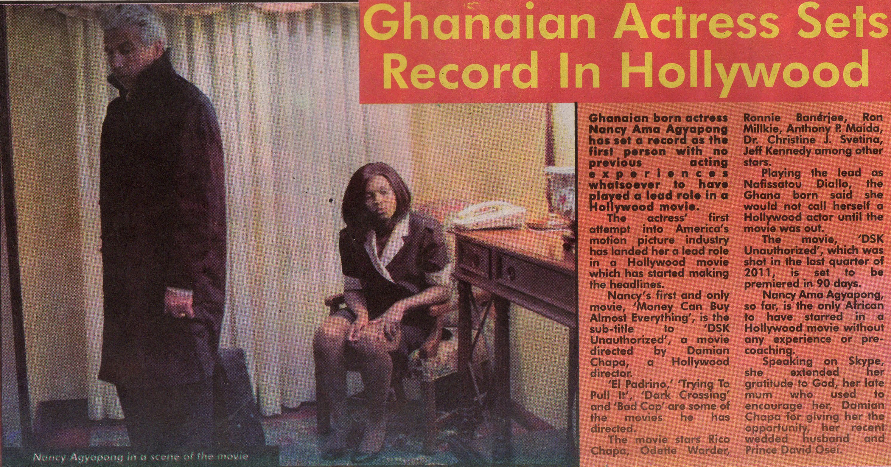 Nancy Torto Agyapong article in NewsOne, Ghana. (march 27, 2012)