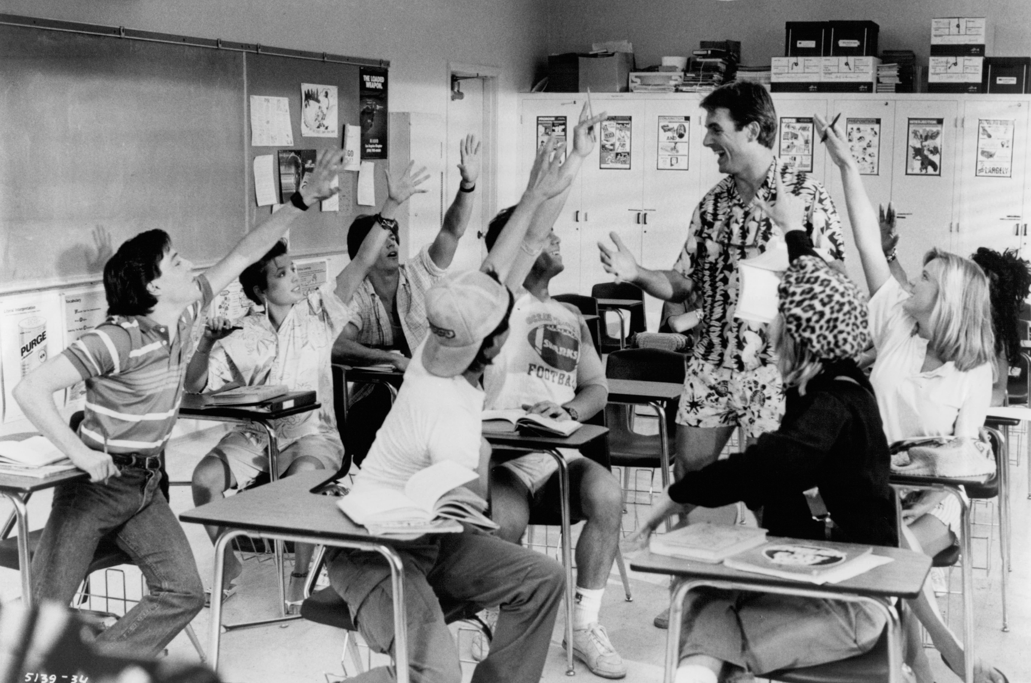 Still of Mark Harmon, Courtney Thorne-Smith, Richard Steven Horvitz and Shawnee Smith in Summer School (1987)