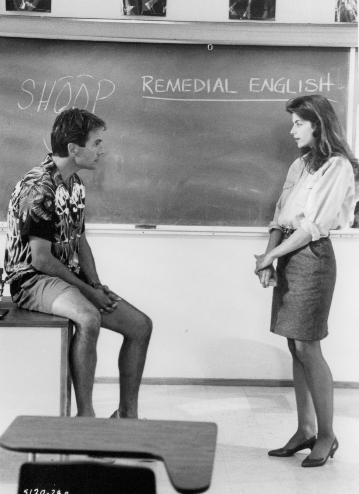 Still of Kirstie Alley and Mark Harmon in Summer School (1987)