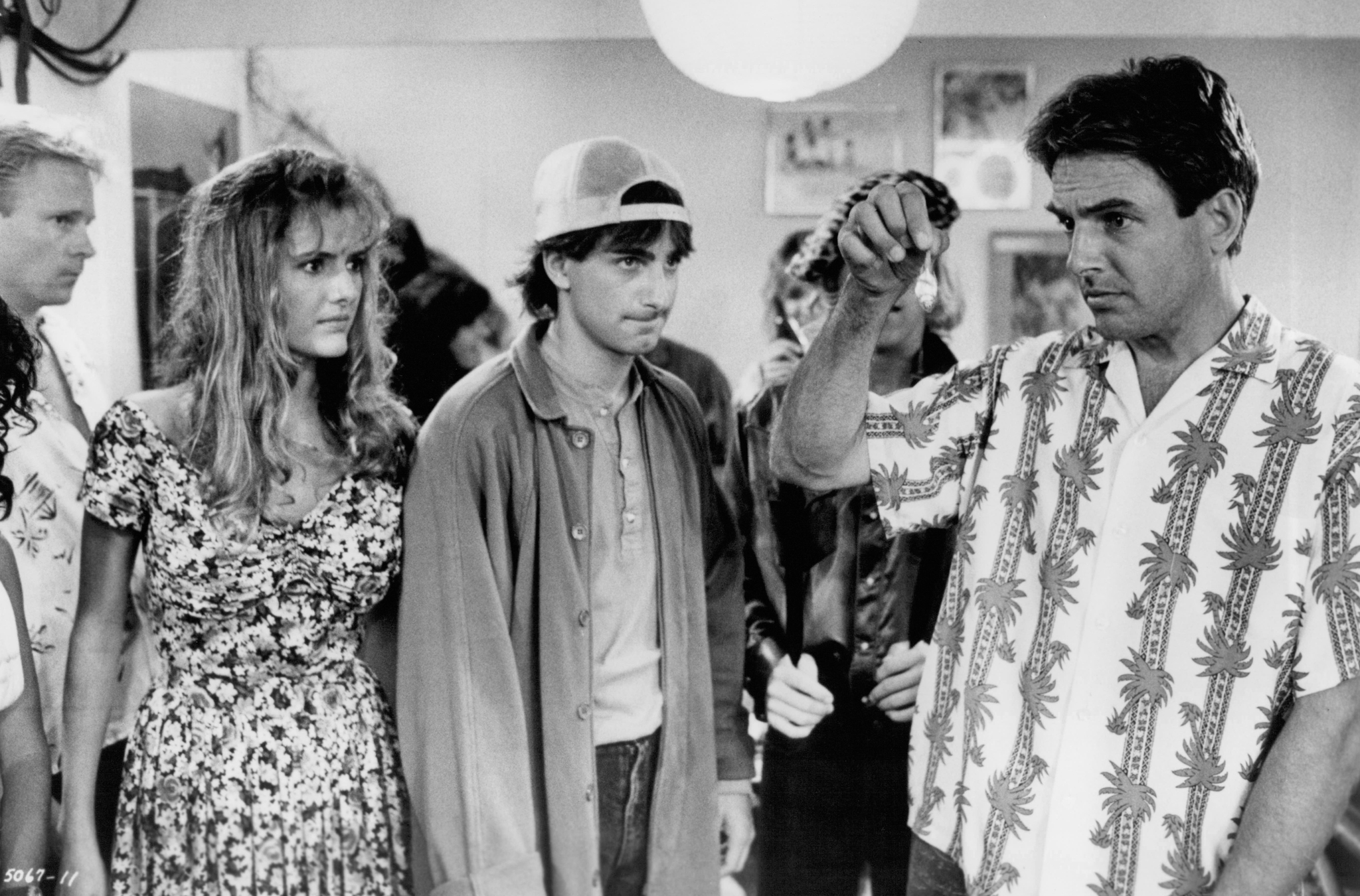 Still of Mark Harmon, Fabiana Udenio and Dean Cameron in Summer School (1987)