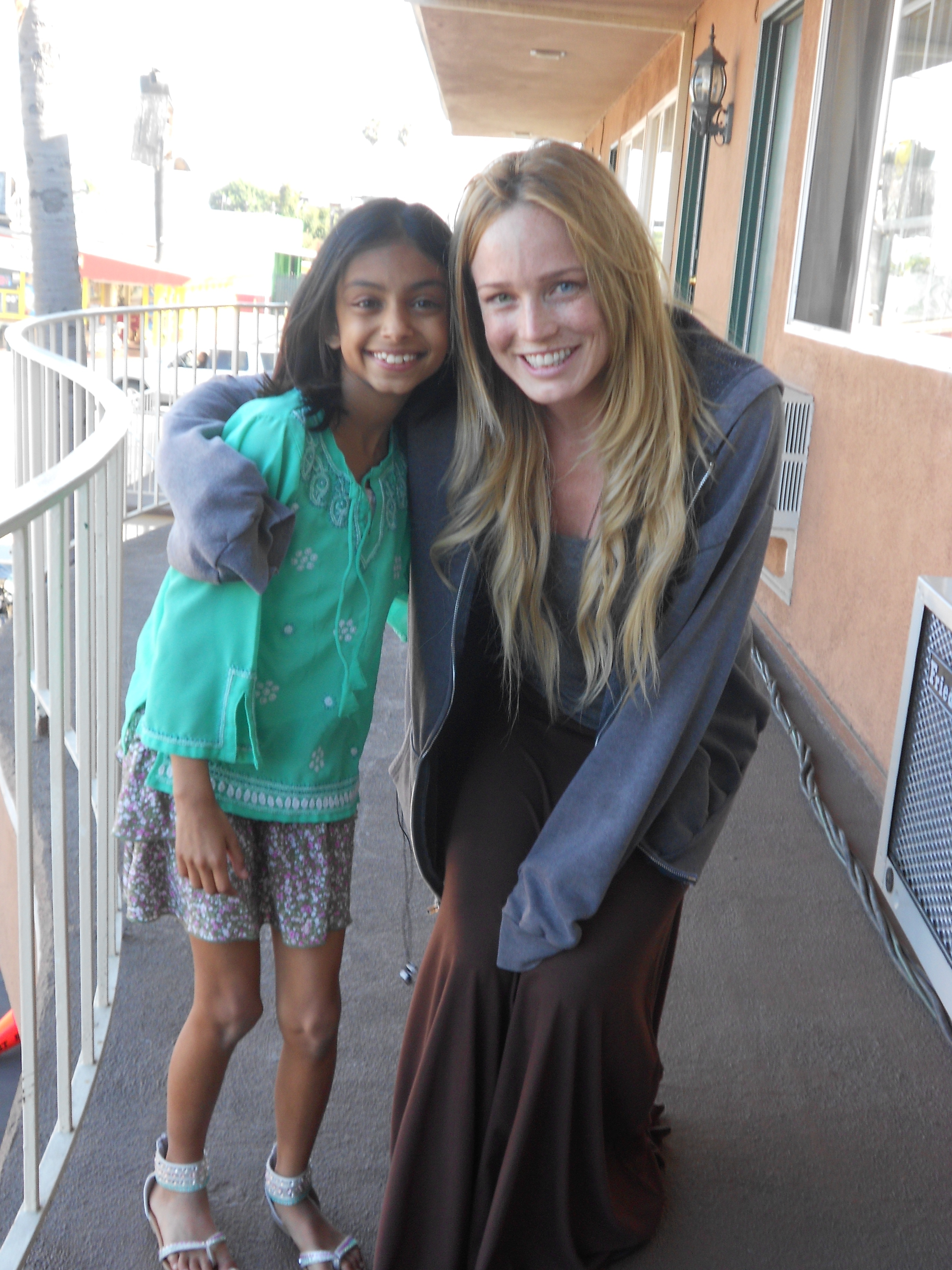 Anjini with Caity Lotz on the set of, 