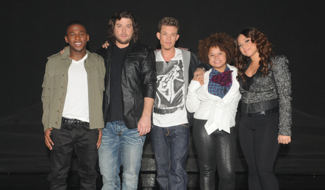 Still of Josh Krajcik, Rachel Crow, Marcus Canty, Chris Rene and Melanie Amaro in The X Factor (2011)