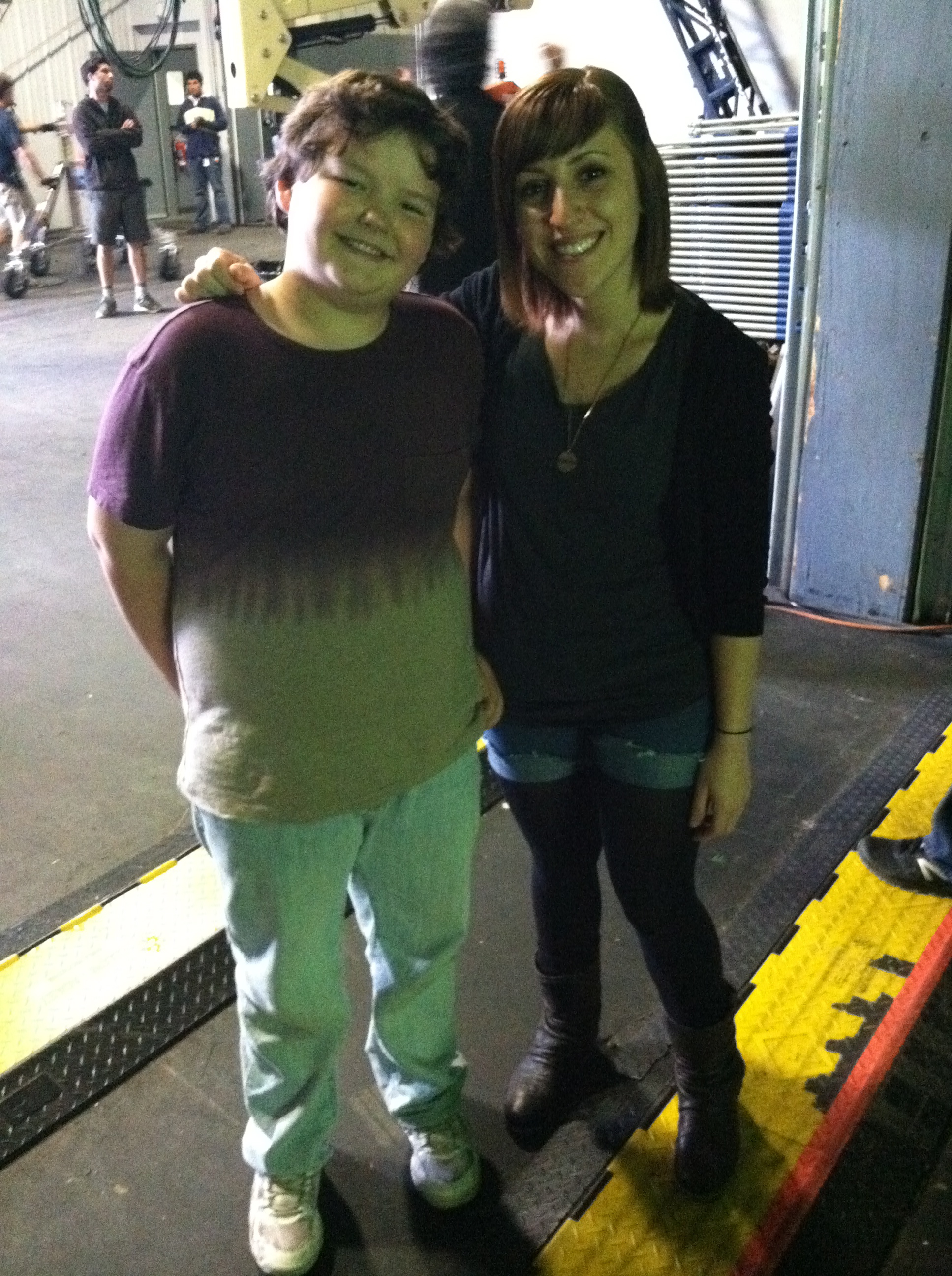 with Aedin Mincks, on the set of Ted.