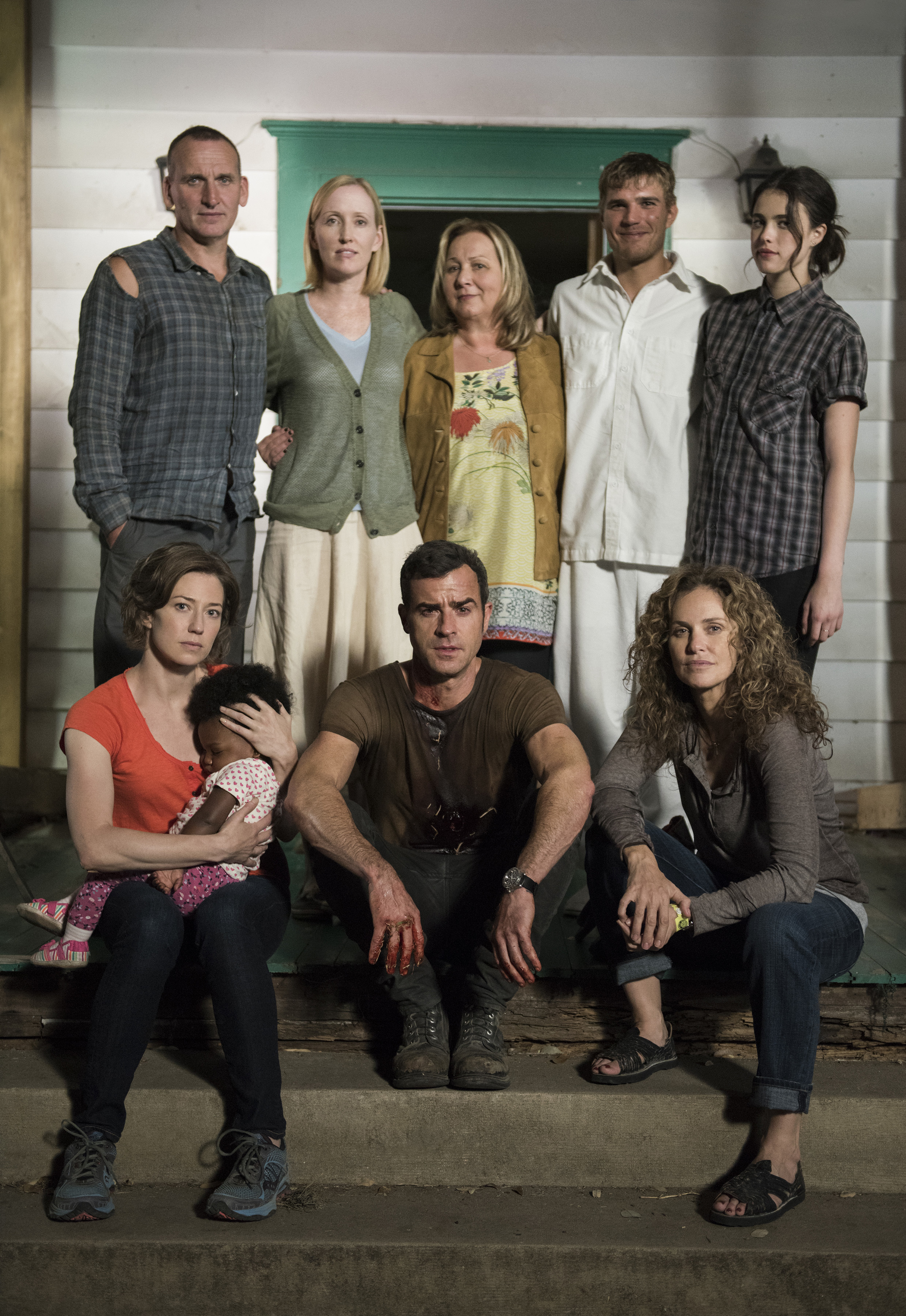Still of Amy Brenneman, Christopher Eccleston, Mimi Leder, Janel Moloney, Justin Theroux, Chris Zylka, Carrie Coon and Margaret Qualley in The Leftovers (2014)