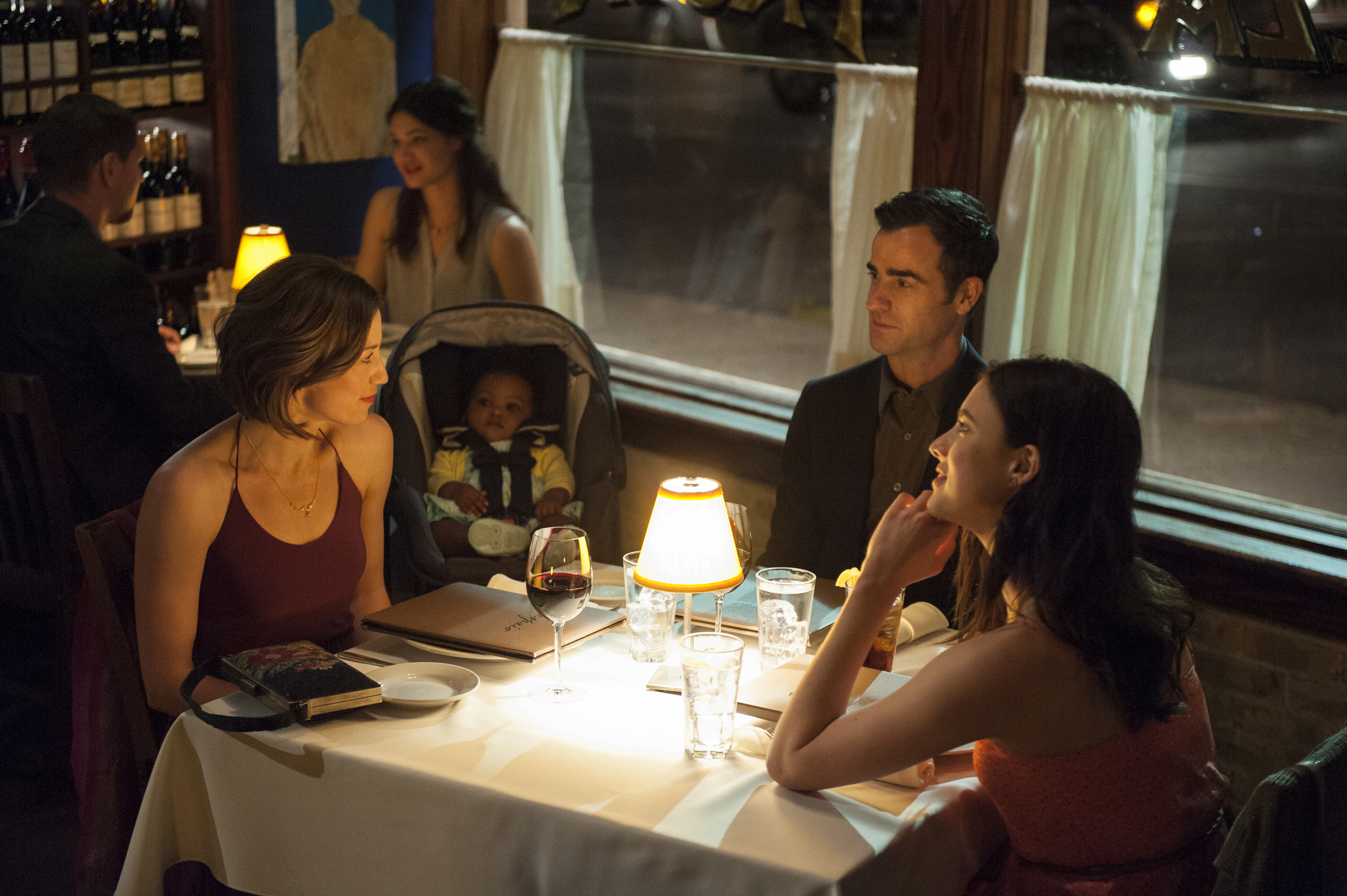 Still of Justin Theroux, Carrie Coon and Margaret Qualley in The Leftovers (2014)