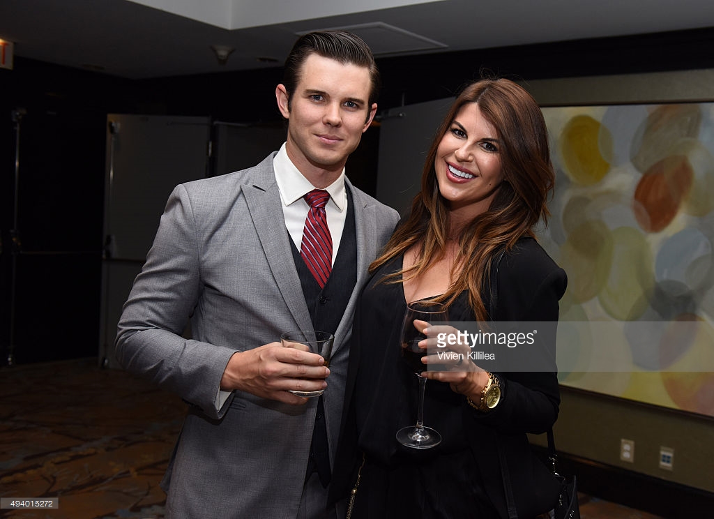 Actor Carson Nicely and TV personality Nikki Martin attend the Pia Gladys Perey Spring/Summer 2016 Fashion Show at Sofitel Hotel on October 23, 2015 in Los Angeles, California.