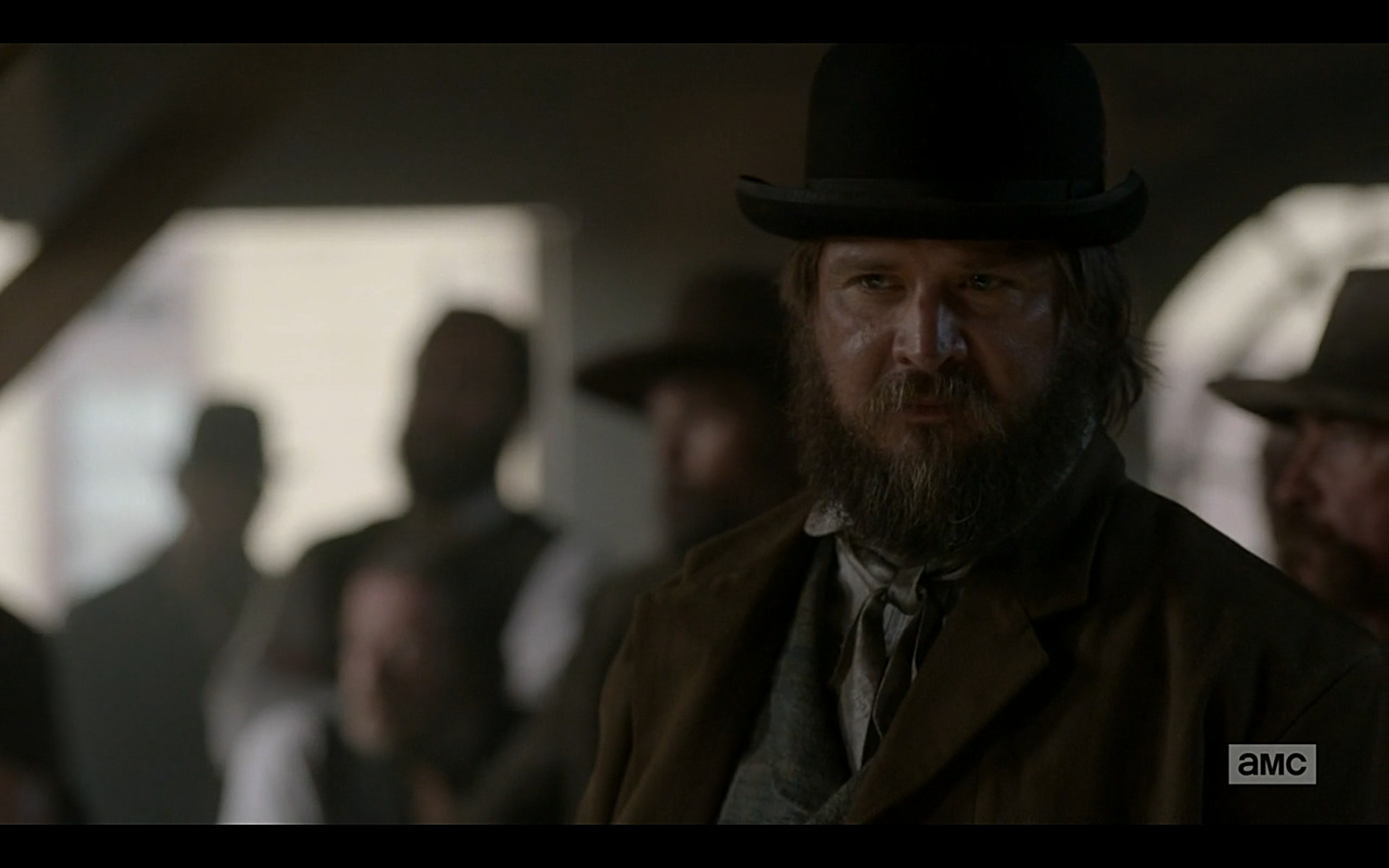 Staring down #KevinBlatch aka Judge Webber after confronting him and John Campbell in the casino. We're taking over. #deadrabbits #hellonwheels episode 4.11 #bleedingkansas