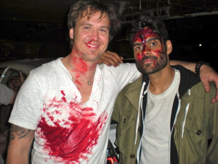 Gettin' bloody with Sam Thakur on the set of OUT OF PLACE, Studio City, CA, 2011
