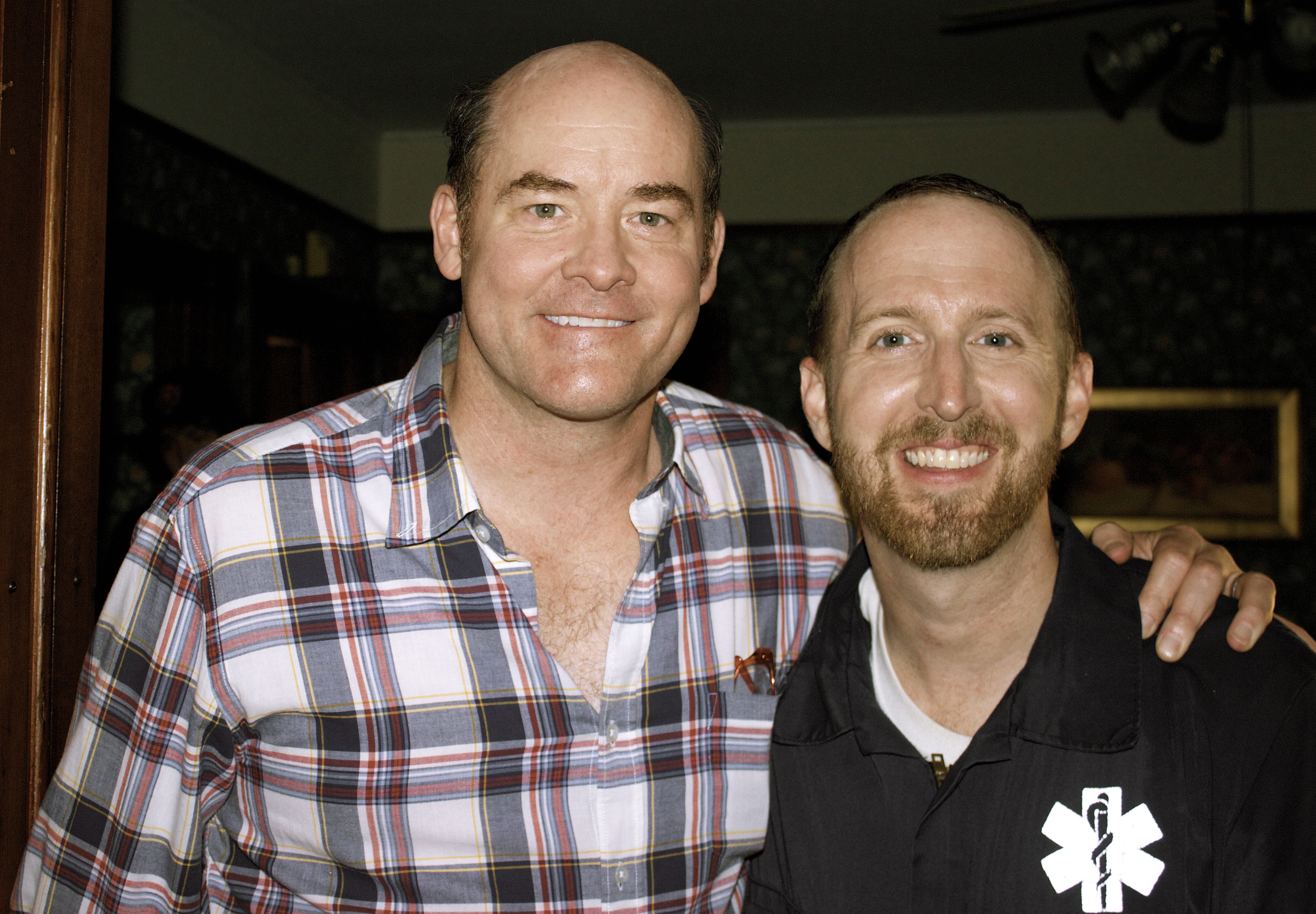 Daryl Ray Carliles with David Koechner on the set of The Parker Tribe