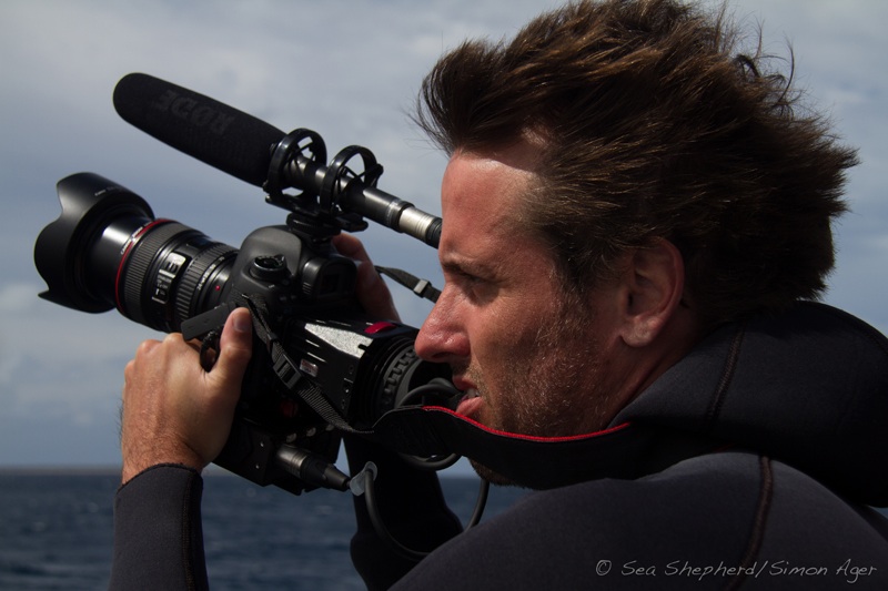 Paul Wildman filming Humpback Whales in Tonga