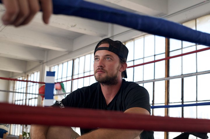 Reaves Avery Washburn observing a fight rehearsal on the set of 