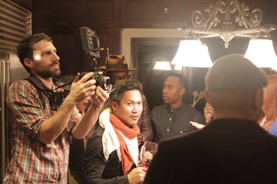 Miles Crawford, Ahmed Best, Dante Basco, and J. Lee on the set of 
