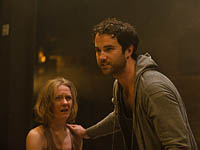 Emma Keele (Strophe) and Nicholas Shaw (Hippolytus) in 'Phaedra's Love' by Sarah Kane at the Arcola Theatre, 2011