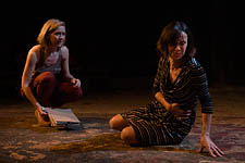 Emma Keele (Strophe) and Joanna Roth (Phaedra) in 'Phaedra's Love' by Sarah Kane at the Arcola Theatre, 2011