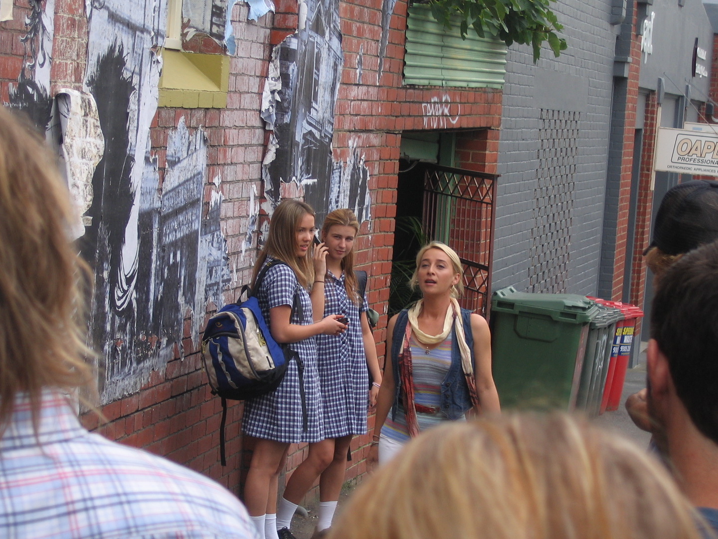 On set playing a schoolgirl opposite Asher Keddie